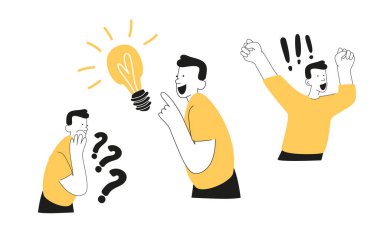 Fikir ya da çoklu görev kavramı. Başlangıç ve yatırım. Pazarlama, strateji, beyin fırtınası, başarı. İnsanların vektör illüstrasyonları