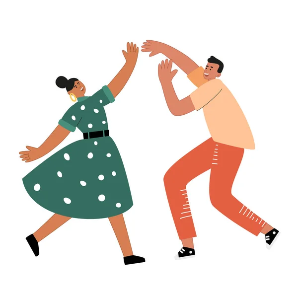 Een Paar Dansen Retro Party Dansende Mensen Genieten Een Dansfeest — Stockvector