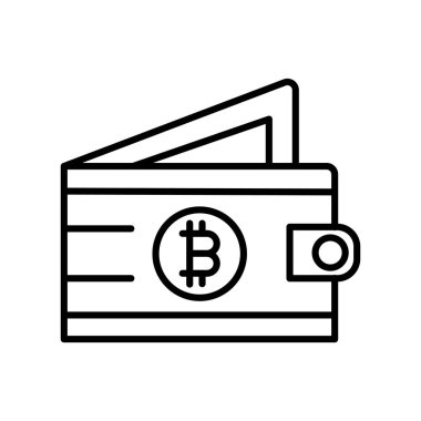 Beyaz arka plan, Bitcoin şeffaf işareti, ince bir çizgi üzerinde tasarım öğeleri anahat tarzı izole Bitcoin simge vektör