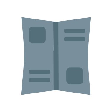 Broşür simge vektör işareti ve üzerinde beyaz adam izole sembolü