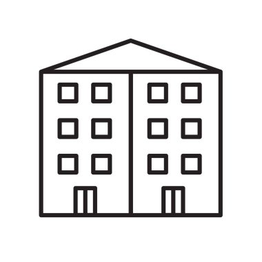 Beyaz arka plan üzerinde bina oturum izole bina simge vektör