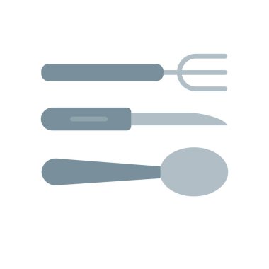 Web ve mobil uygulaması tasarımı, çatal bıçak takımı logo kavramı için beyaz arka plan üzerinde izole çatal bıçak takımı simge vektör