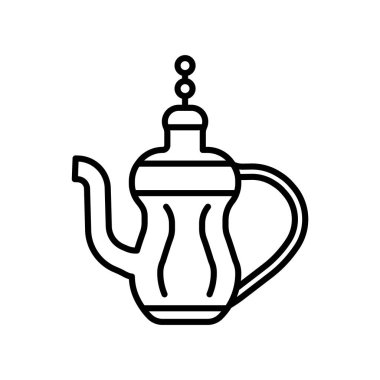 Çay potu simge vektör izole üzerinde beyaz arka plan, çay potu şeffaf işareti, ince çizgi tasarım öğeleri anahat tarzı