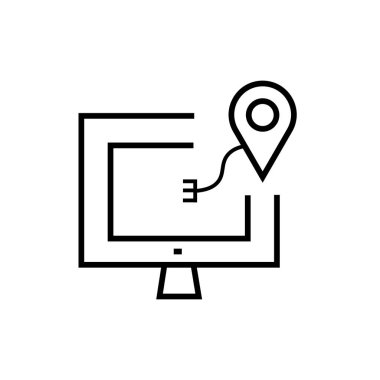 İzleme simgesi vektör işareti ve üzerinde beyaz adam izole sembolü