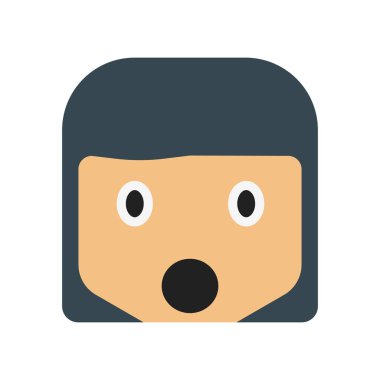 Sürpriz gülümseme simge vektör işareti ve üzerinde beyaz ba izole sembolü