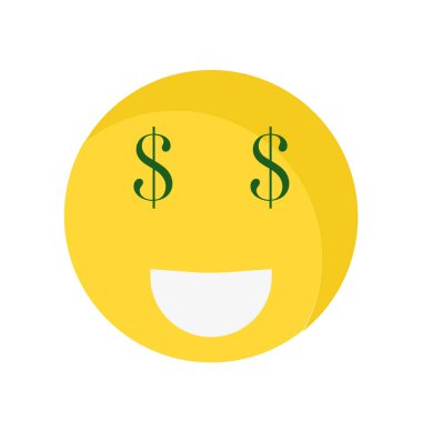 Simge vektör işareti ve üzerinde beyaz backgro izole sembolü zengin gülümseme