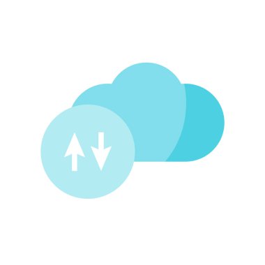 Bulut bilgi işlem simge vektör işareti ve üzerinde beyaz ba izole sembolü