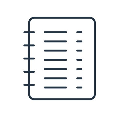 Beyaz arka plan üzerinde defter işareti izole defter simge vektör