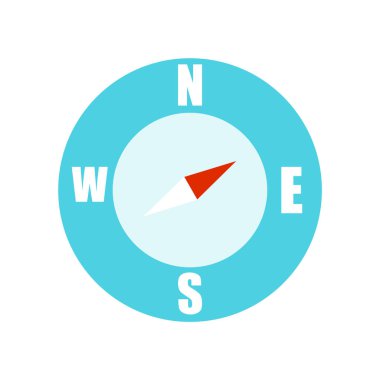 Pusula simgesini vektör işareti ve beyaz arka plan üzerinde izole sembolü