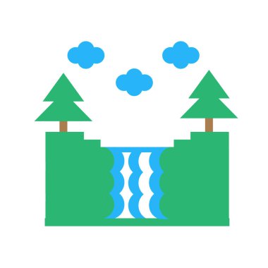 Şelale simge vektör işareti ve üzerinde beyaz backgrou izole sembolü