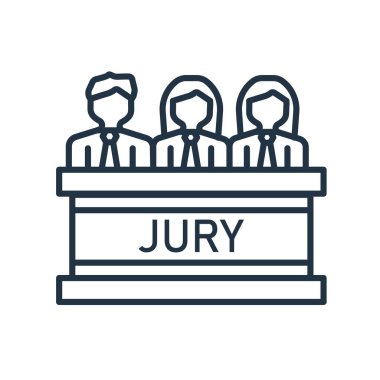 Beyaz arka plan üzerinde jüri işareti izole jüri simge vektör