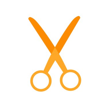 Makas simge vektör işareti ve üzerinde beyaz adam izole sembolü