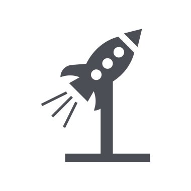 Roket simge vektör işareti ve beyaz arka plan üzerinde izole sembolü,