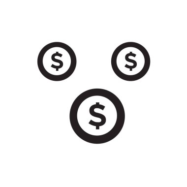 Web ve mobil uygulaması tasarımı, paralar logo kavramı için beyaz arka plan üzerinde izole simge vektör paralar