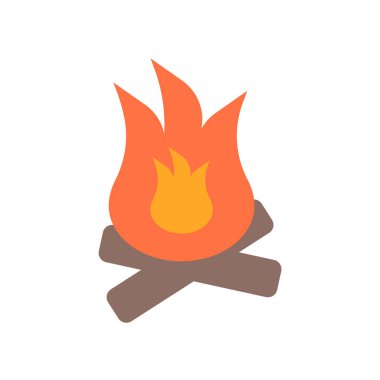 Şenlik ateşi simge vektör işareti ve beyaz arka plan üzerinde izole sembolü