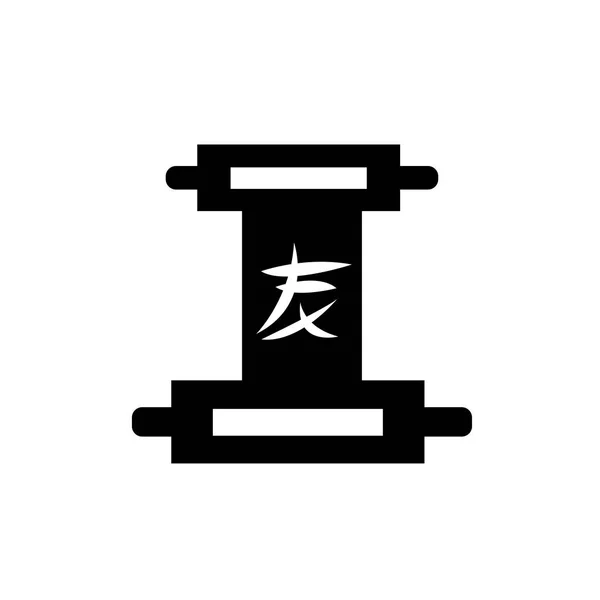 Papel chinês escrita ícone vetor sinal e símbolo isolado no wh —  Vetores de Stock