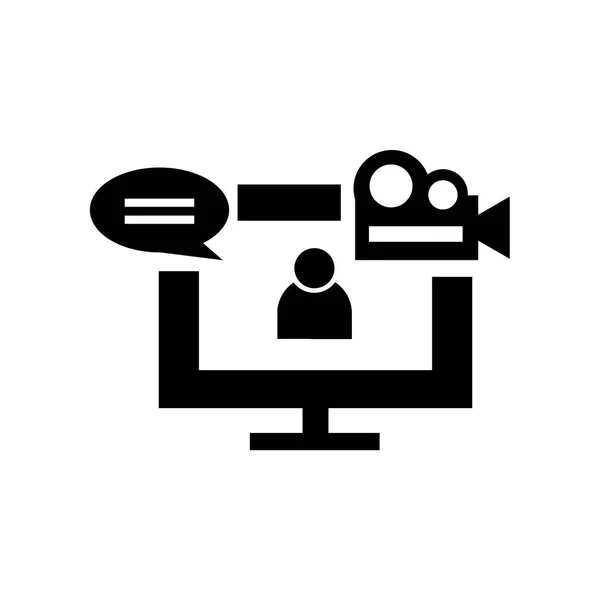 Icône d'appel vidéo signe vectoriel et symbole isolé sur fond blanc — Image vectorielle