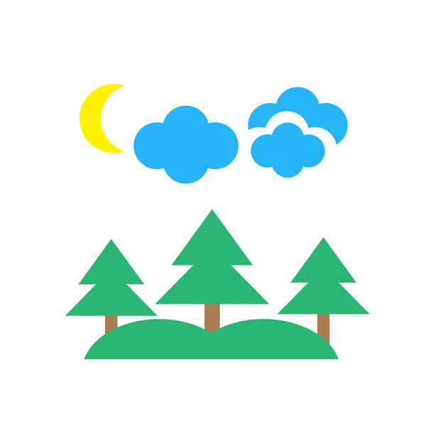 Icona della foresta segno vettoriale e simbolo isolato su sfondo bianco — Vettoriale Stock