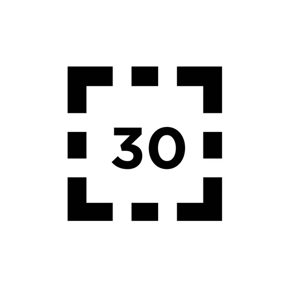 Цифровой дисплей 30 значок векторный знак и символ изолирован на белом — стоковый вектор