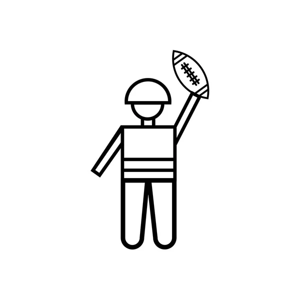 アメリカン フットボール選手の彼の手のアイコンでボールを投げて遊んでベクター Web およびモバイル アプリ設計 アメリカン フットボール選手の彼の手のロゴのコンセプトでボールを投げて遊んでホワイト バック グラウンドの分離 — ストックベクタ