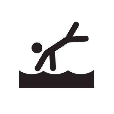 Yüzme atlama web ve mobil uygulaması tasarım, yüzme atlama logo kavramı için beyaz arka plan üzerinde izole simge vektör