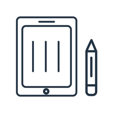 Beyaz arka plan üzerinde grafik izole grafik tablet simge vektör