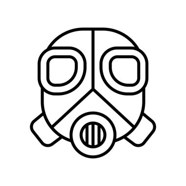 Beyaz arka plan üzerinde gaz maskesi işareti izole gaz maskesi simge vektör