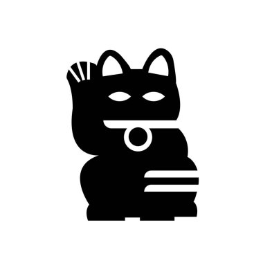 Japon kedi simge vektör işareti ve üzerinde beyaz backg izole sembolü