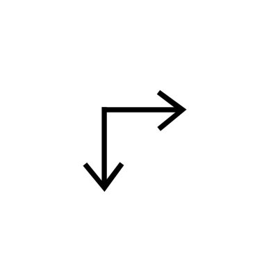 sağ alt ok simgesi üzerinde izole beyaz arka plan web ve mobil uygulaması tasarımı, sağ alt ok logo kavramı için vektör