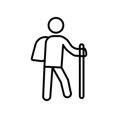 Simge vektör işareti ve beyaz arka plan üzerinde izole sembolü hiking,