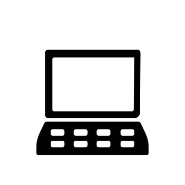 Monitör simgesini vektör işareti ve beyaz arka plan üzerinde izole sembolü