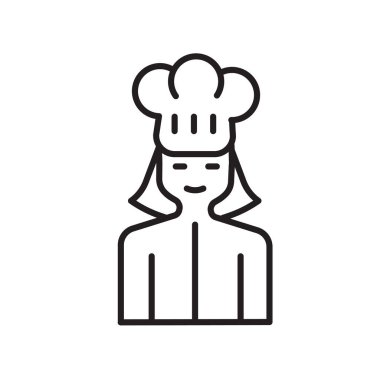 Beyaz arka plan, şef şeffaf işareti, ince bir çizgi üzerinde tasarım öğeleri anahat tarzı izole Şef simge vektör