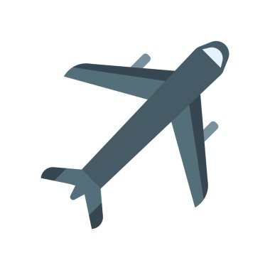 Uçak simge vektör işareti ve üzerinde beyaz adam izole sembolü