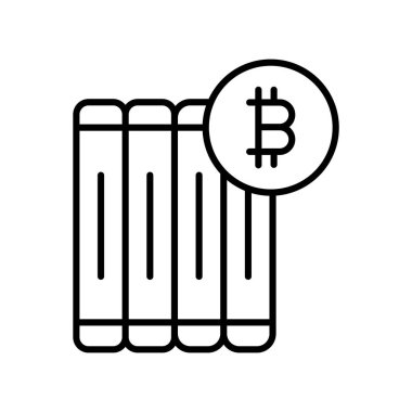 Beyaz arka plan, Bitcoin şeffaf işareti, ince bir çizgi üzerinde tasarım öğeleri anahat tarzı izole Bitcoin simge vektör