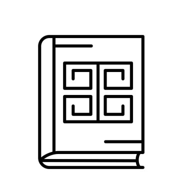 Beyaz arka plan, Kur'an şeffaf işareti, ince bir çizgi üzerinde tasarım öğeleri anahat tarzı izole Kur'an simge vektör