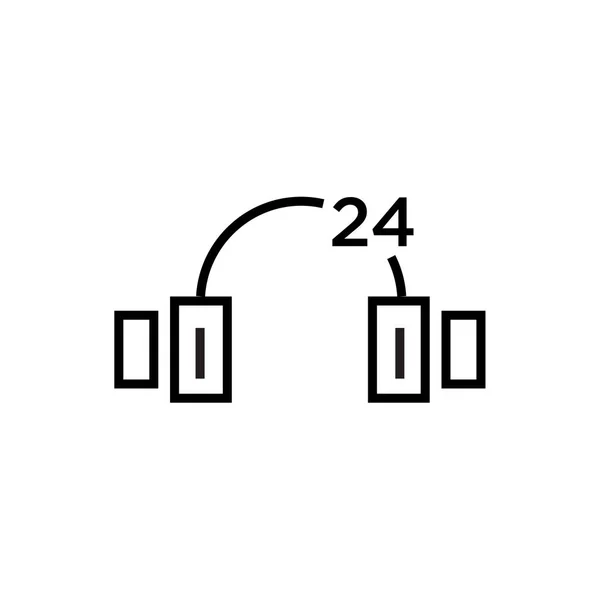 24 horas icono signo vectorial y símbolo aislado en el fondo blanco — Vector de stock