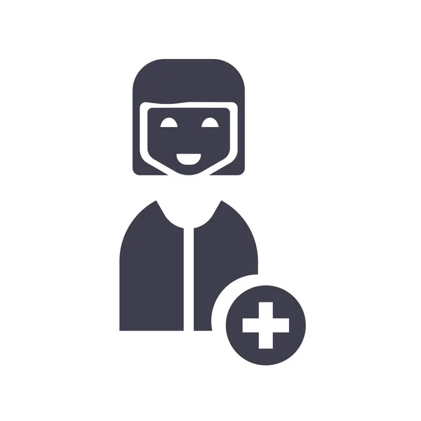 Enfermera icono signo vectorial y símbolo aislado sobre fondo blanco , — Vector de stock