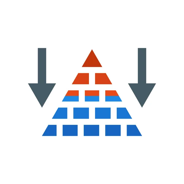 피라미드 차트 아이콘 벡터 기호와 기호 흰색 뒷면에 고립 — 스톡 벡터