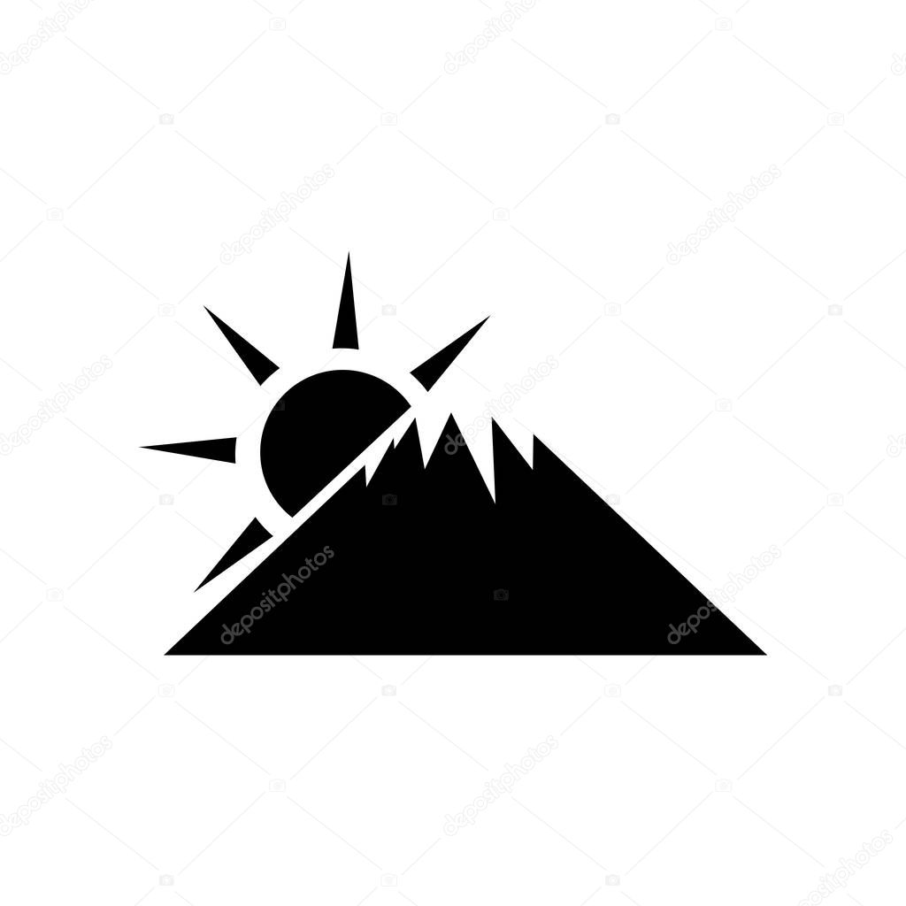 Sunset Fuji Mountain icon vector sign and symbol isolated on whi