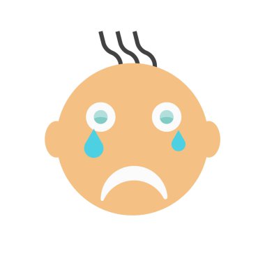 Ağlayan gülümseme simge vektör işareti ve üzerinde beyaz backg izole sembolü