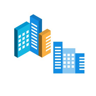 Binalar simge vektör işareti ve üzerinde beyaz backgrou izole sembolü