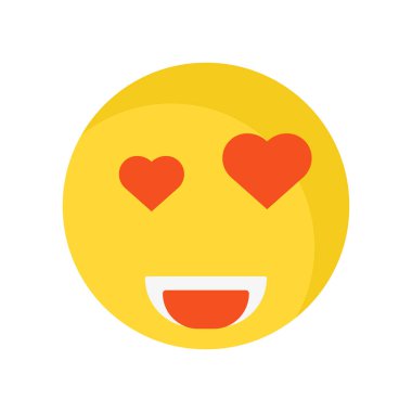 Simge vektör işareti ve beyaz arkasında izole sembolü aşık gülümseme