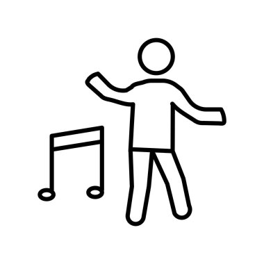 Dans simge vektör web ve mobil uygulaması tasarımı, dans logo kavramı için izole üzerinde beyaz arka plan