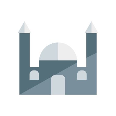 Web ve mobil uygulaması tasarımı, cami logo kavramı için beyaz arka plan üzerinde izole Camii simge vektör