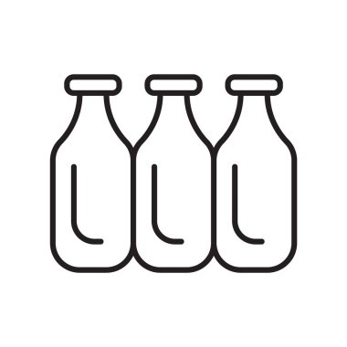 Beyaz arka plan, şişe şeffaf işareti, ince bir çizgi üzerinde tasarım öğeleri anahat tarzı izole şişe simge vektör