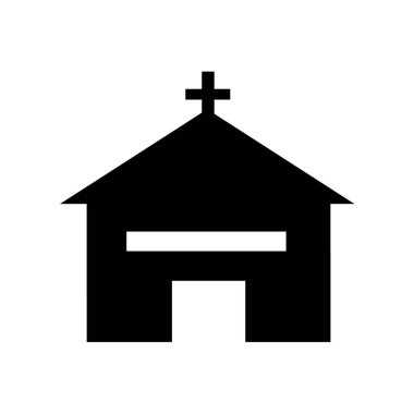 Kilise simge vektör web ve mobil uygulaması tasarımı, kilise logo kavramı için izole üzerinde beyaz arka plan