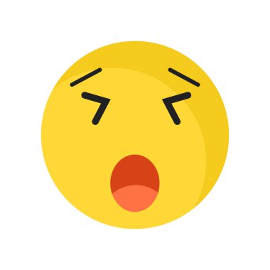 Esneme gülümseme simge vektör işareti ve beyaz arkasında izole sembolü