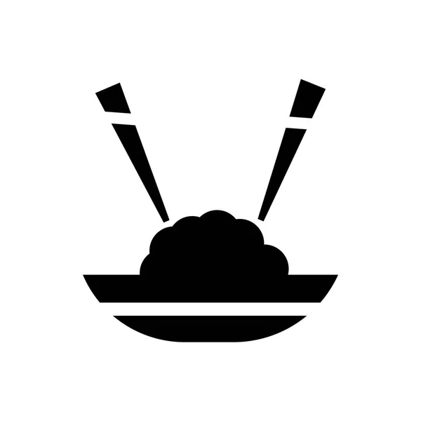 Bola de arroz japonês em um ícone de tigela vetor sinal e símbolo isolar — Vetor de Stock