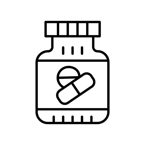 药物图标矢量隔离在白色背景 药物透明标志 细线设计元素的轮廓样式 — 图库矢量图片