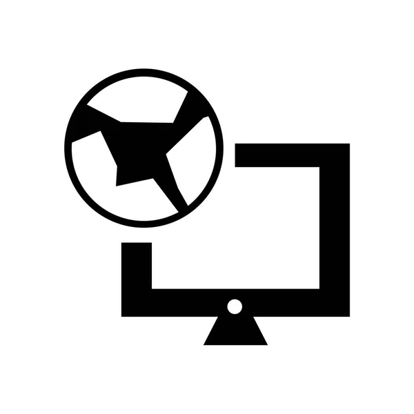 Computer e icona di rete segno vettoriale e simbolo isolato su whi — Vettoriale Stock